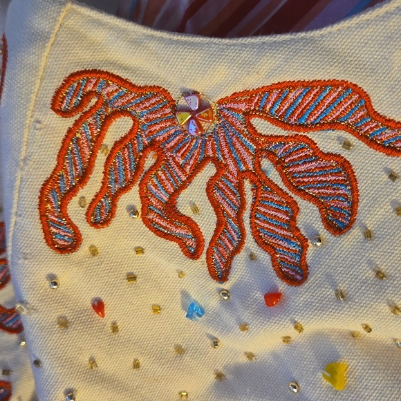 Anage Vinatge Embroidered Coral Beaded Blazer - Picture 5 of 7